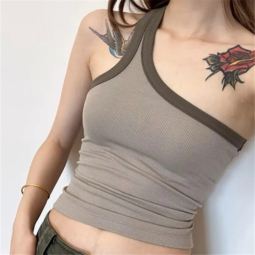 Dopamine Girl Colorblock Off-Shoulder Camisole for Women,  Summer Collection – Slimming, Short, Midriff-Baring Top