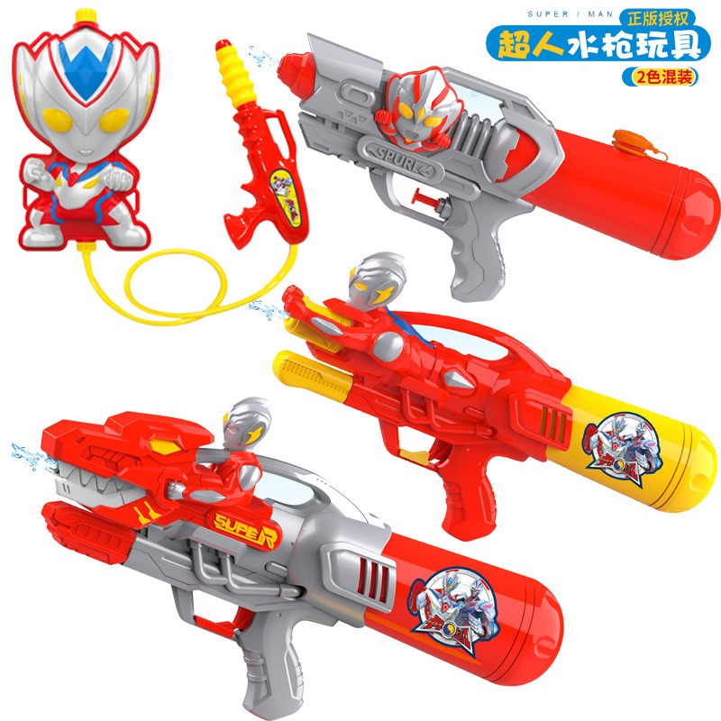 Niños chino genuino Superman pull-out pistola de agua de gran capacidad de juguete niño agua lucha mochila artefacto playa lote