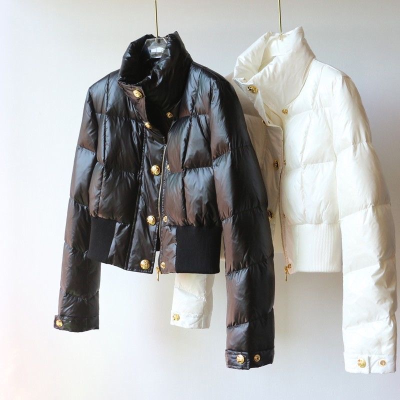 Women's Long Sleeved Winter Jacket Slim Fit Stand Collar Coat_voghion.com