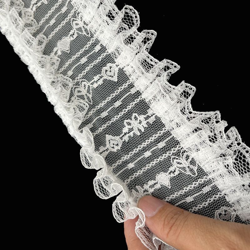 White slightly elastic lace diy discount lace clothing trousers hair accessories toy accessories pleated lace