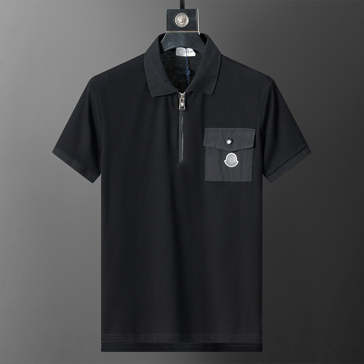 SS25 nueva estación europea de verano de alta calidad de hombre con solapa de algodón perla camisa polo de manga corta