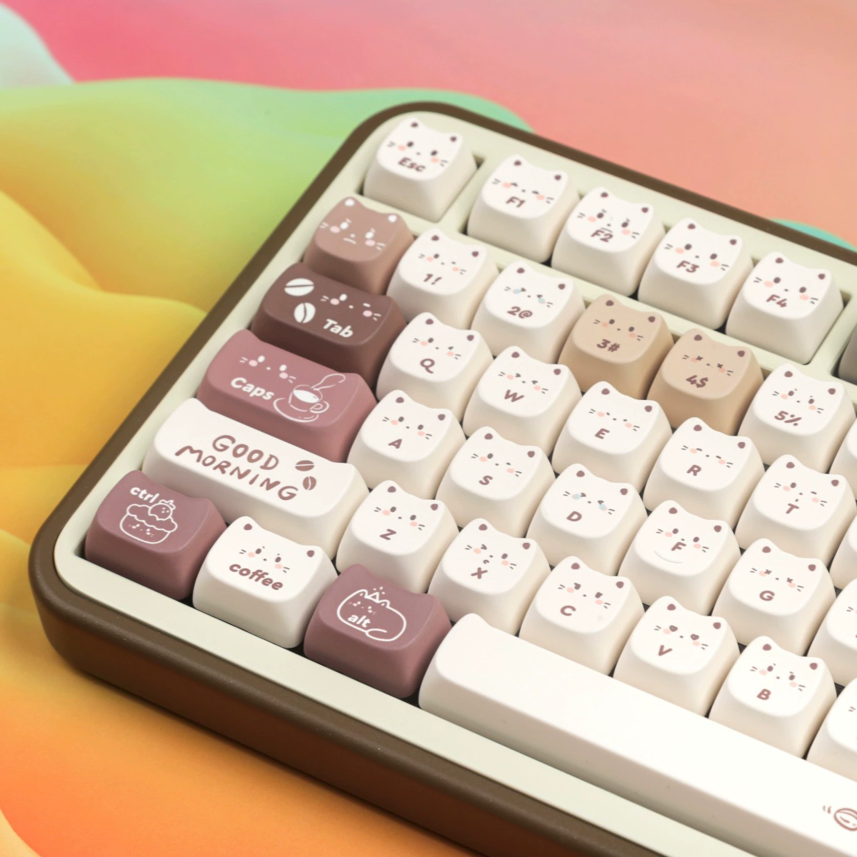 MAO Cat высокая клавиша "Кофейный кот" большая PBT термоперенос, сменная клавиша 7U