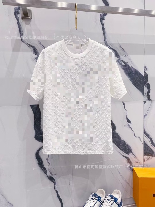 跨境奢潮驴家高品质L满印字母短袖潮牌外贸经典款圆领男女宽松T恤|undefined