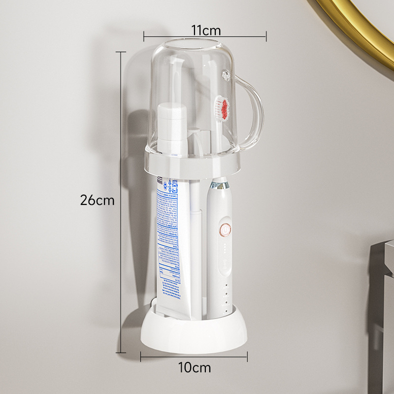 Wall Mounted Toothbrush Cup Holder Set For Bathroom Storage_voghion.com