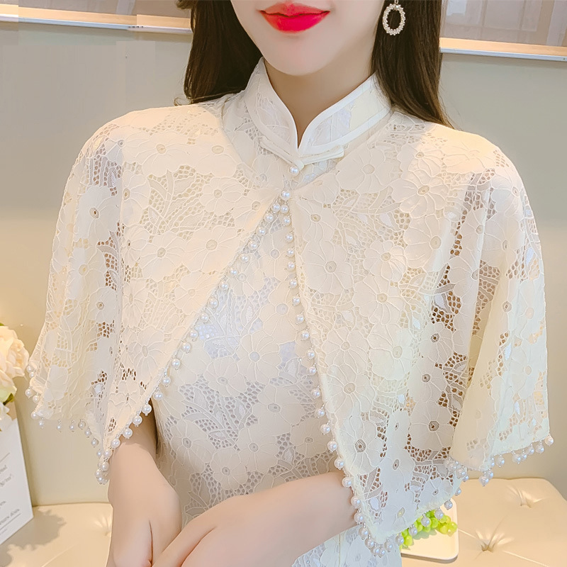 Evening Party cheongsam summer young girl siteng same style dress outer shawl retro socialite temperament small coat