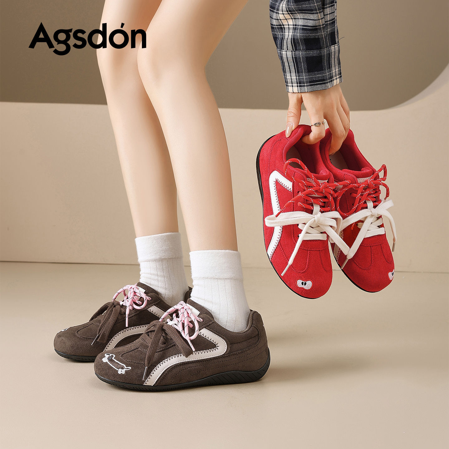 Augu Shi Deng retro zapatos de entrenamiento de mujeres 2025 nuevo invierno suela gruesa alta color curry gran hermoso zapatillas de ballet