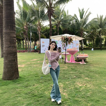 珍珍 一字领温柔氛围针织上衣松弛感剪裁不规则性感露肩针织衫春