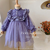 Purple spring dress, children's small princess costume, Korean style, children's clothing, mesh skirt, western style