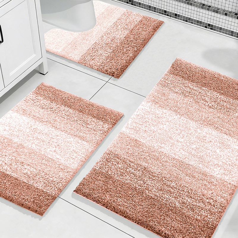 Alfombras de baño de flocado transfronterizas simples puerta de absorción de agua de tres piezas conjunto de almohadillas antideslizantes al por mayor image 12