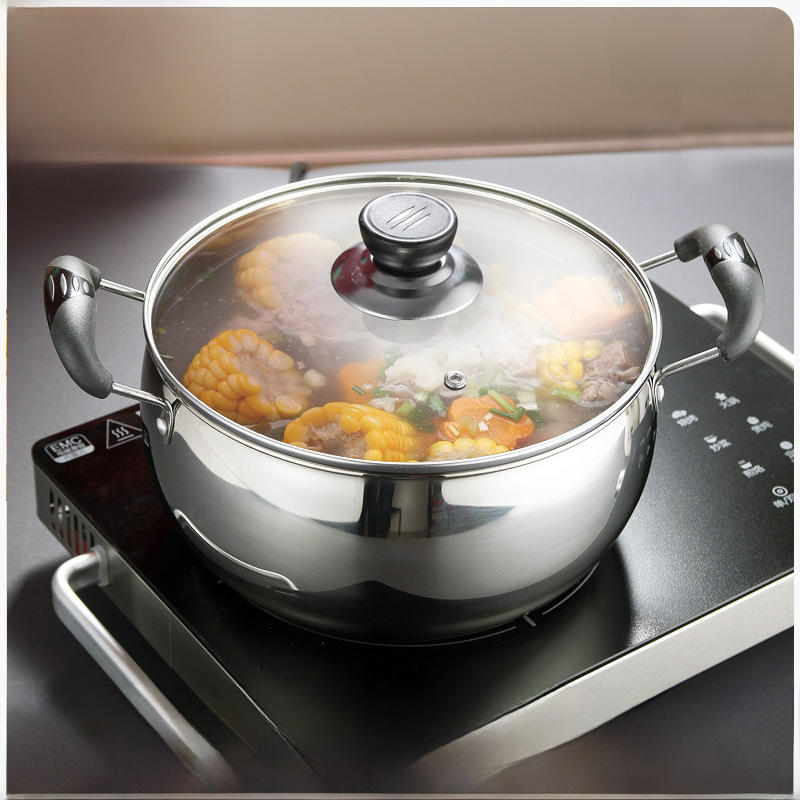 加厚不锈钢锅煲汤锅家用大容量煮汤锅明珠锅电磁炉锅实用礼品锅具