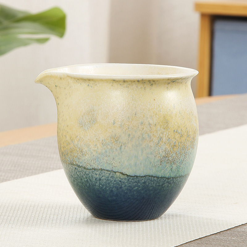 Japanese-Style Rustic Ceramic Tea Pitcher Set with Tea Strainer, Ceramic Tea Set for Kung Fu Tea, Tea Sharing Pitcher, Light Luxury Vintage Design