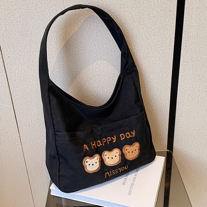ins windsail cloth bag for girls, large-capacity student class single-shoulder tote bag, casual, cute and versatile bear shopping bag Application Scenario