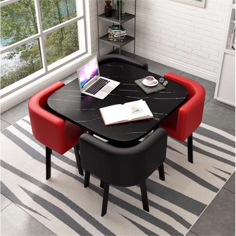 Conjunto de mesa y sillas para recepción, mesa de negociación, mesa y sillas para recepción de tienda, mesa redonda pequeña de oficina, estilo empresarial