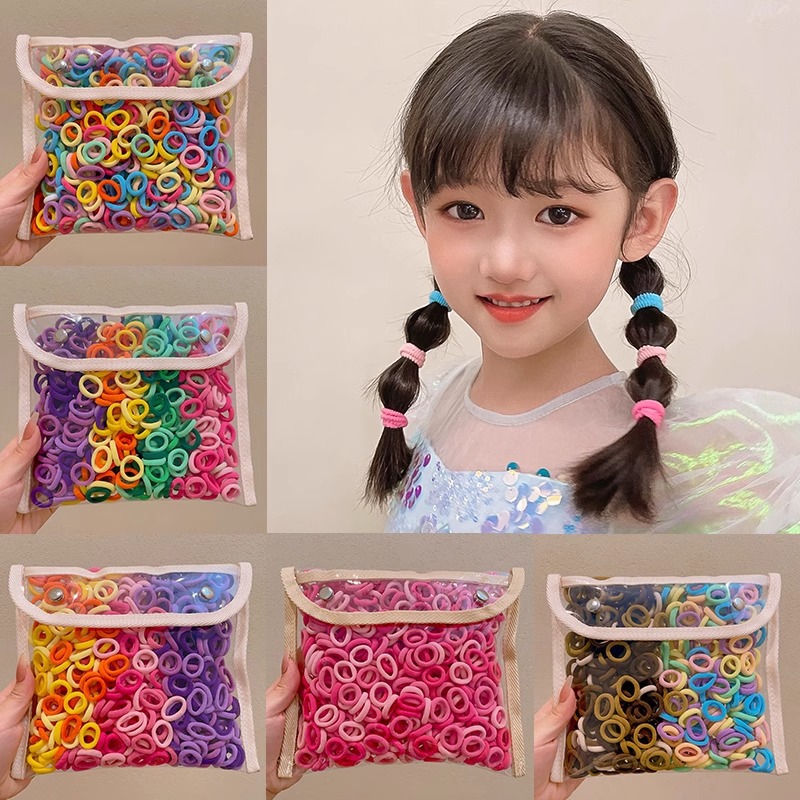 Anillo de cabello de color para niños banda de goma de alta elasticidad cuerda de cabeza niñas no lastimas toalla de cabello anillo de cabello cuerda de goma adornamiento para el cabello