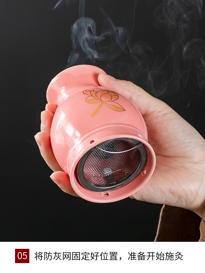 Ceramic Moxa Cup with Double Layer Heat Insulation 7x10cm Moxibustion Massage Tool for Home Body Therapy quality and texture
