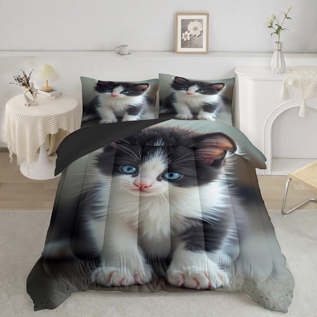 TEMU / JIT transfronterizo lindo gato tema impresión digital HD 180gms colcha colcha