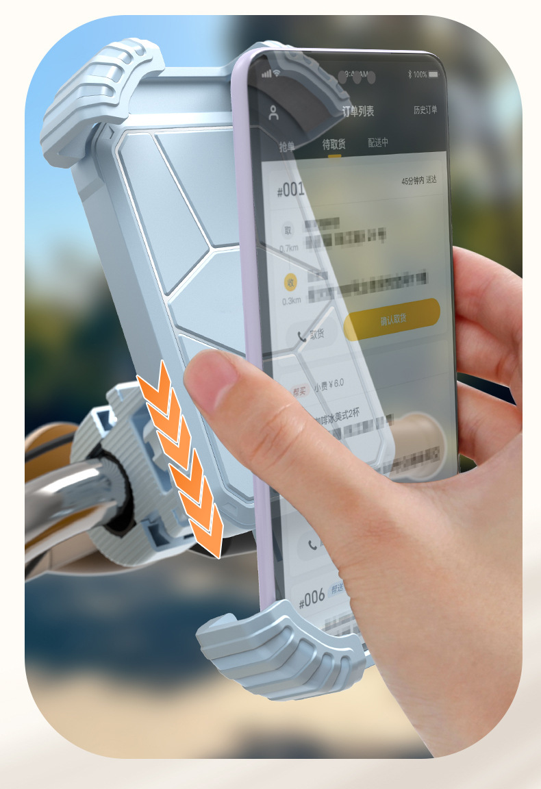 Cross-Border Popular Off-Road Riding Push-And-Go Motorcycle and Mountain Bike Navigation Bracket, Electric Vehicle and Bicycle Phone Holder