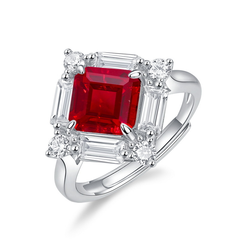 Wilsheng S925 plata de alto carbono anillo de diamantes hembra 3.8CT diamante artificial amarillo cuadrado anillo de lujo moda simple