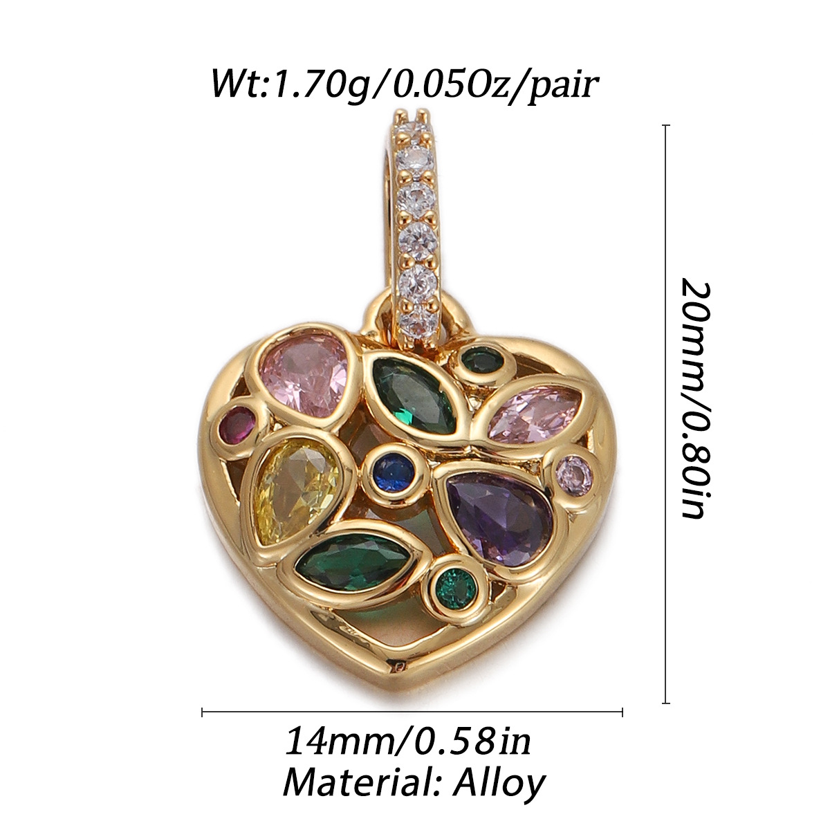 2g Weight Pendant Jewelry Making Type Gold Plated Plating Material Zircon Inlay Material 1 Piece Quantity Casual, Daily Occasion Copper Material Heart Shape Pattern Women's Gender Simple Style Style 1 Piece Copper Zircon Gold Plated Heart Shape Pendant 7