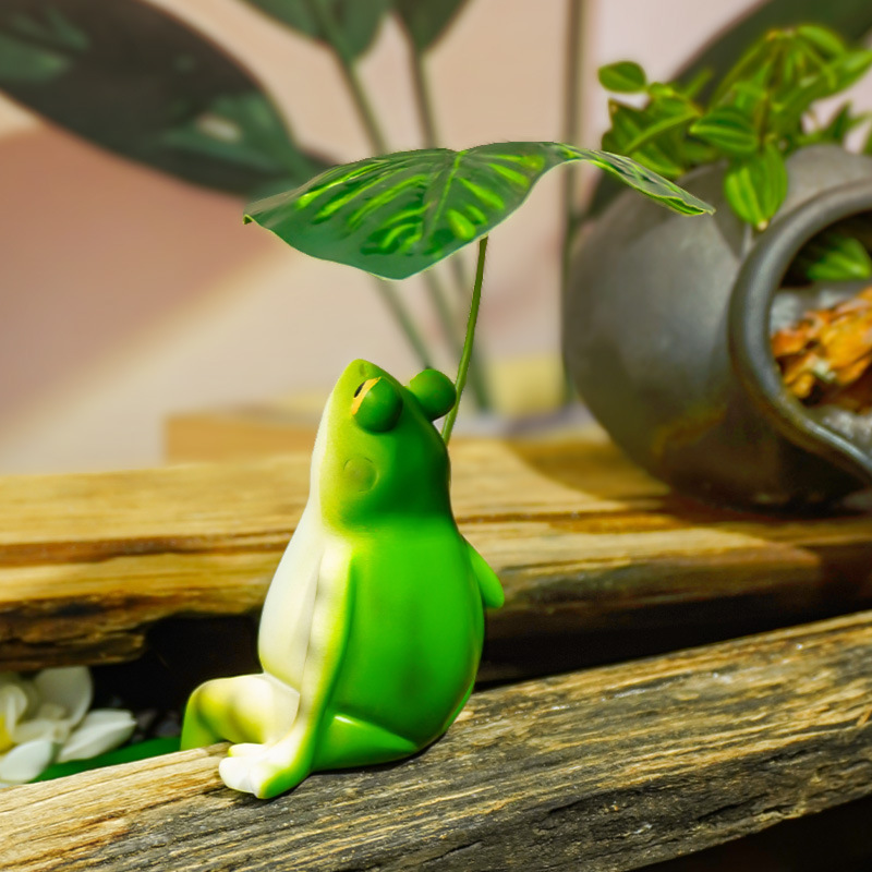 Hojas para disfrutar de la sombra, simulación de adornos de rana, estanques de peces, peceras, diseño de micro paisajes, paisajismo, muebles para el hogar, balcón, artesanías de patio