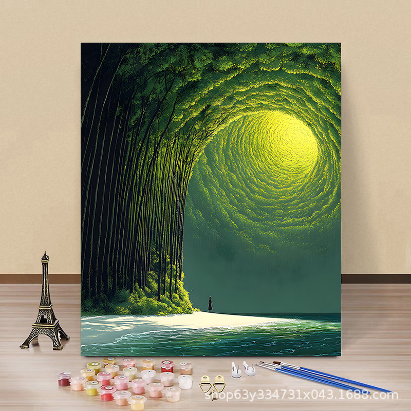 宮崎駿系風景デジタル油絵diy手作り色高顔値ins風客間装飾画|undefined