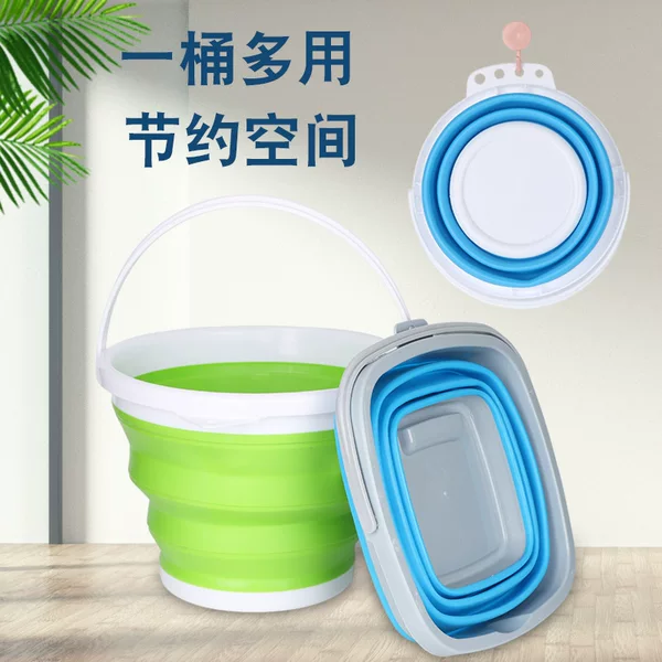 Fishing folding bucket cleaning folding bucket silicone bucket art pen washing bucket fishing gear outdoor supplies car bucket