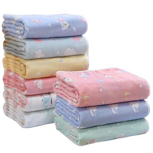 Baby bath towel, infant and toddler blanket, gauze quilt, pure cotton six-layer towel, gauze bath towel 110*110cm