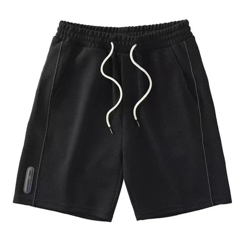 Summer Japanese Style Waffle Short Pants for Men, Summer Outerwear Breathable Loose Drawstring Simple Trendy 5-inch Pants