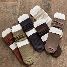 25年冬款儿童纯色中筒袜潮韩版女童花边堆堆袜宝宝仿羊绒小腿袜子