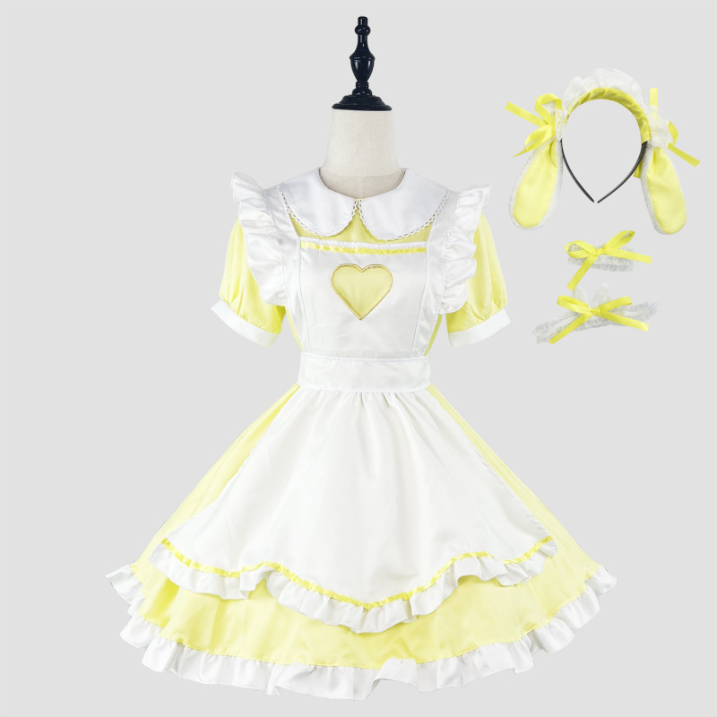 オリジナルのクロスボーダーアマゾンの超萌え透かし彫りの愛のウサギのメイドのロリータのコスプレの出演服の大きいサイズ|undefined