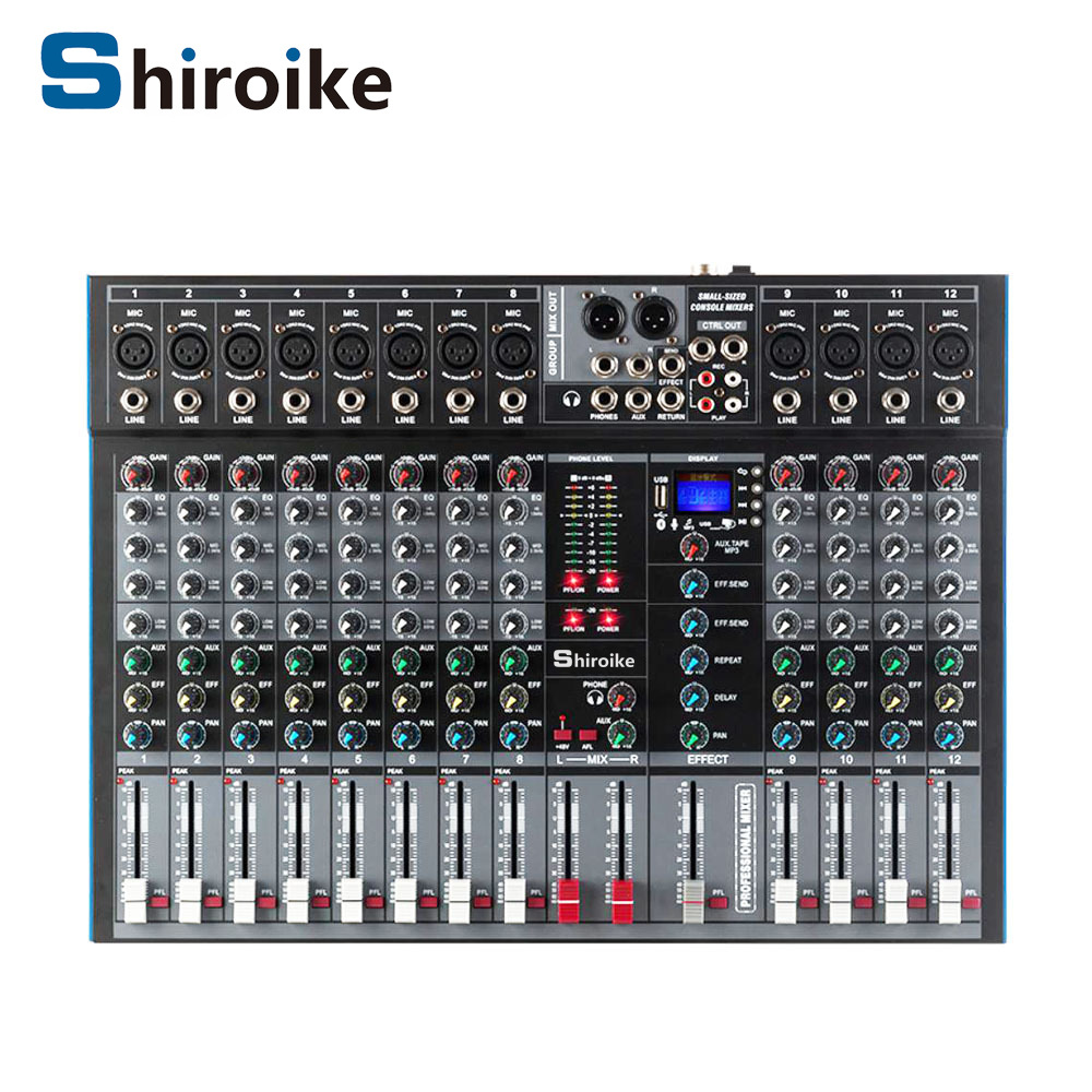 GAX-ET16 전문 16/12/8 채널 DJ 믹싱 믹서 강력한 48V 팬텀 파워 믹서