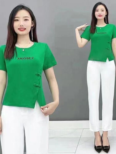 95% cotton short-sleeved shirt for women's summer 2025 new style casual and fashionable Korean style pan-button split foreign-style age-reducing all-match top