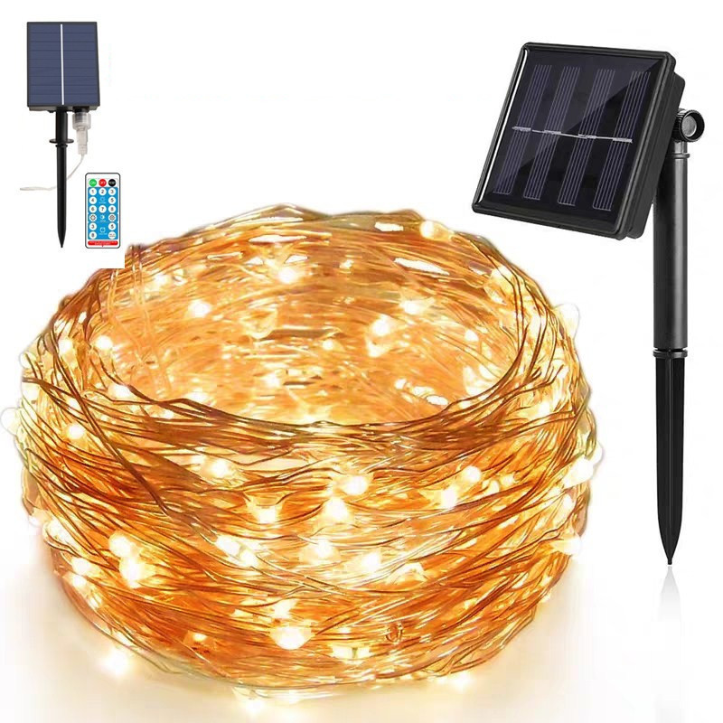 Spot Amazon Led Solar Copper Wire Fairy Lights String Christmas Holiday Decorative Lights Outdoor Waterproof Lights