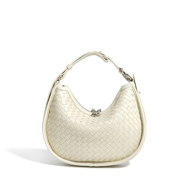 Underarm Crescent Bag Genuine Leather Large Capacity Shoulder Bag For Women Professional Commuter Hand-Woven Handbag - Thumbnail 8