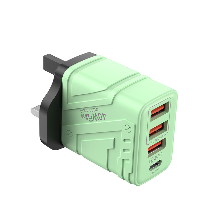 3USB+PD携帯電話充電器、マルチUポート、ヨーロッパおよびアメリカ標準、英国標準、4ポート急速充電ヘッド、新しいプラグを越境供給|undefined