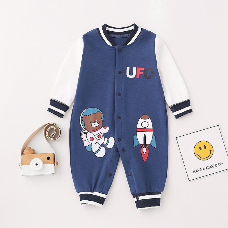 Cross-border baby bodysuit, spring and autumn pure 100cm outer wear, super cute newborn baby boy and girl autumn clothes long