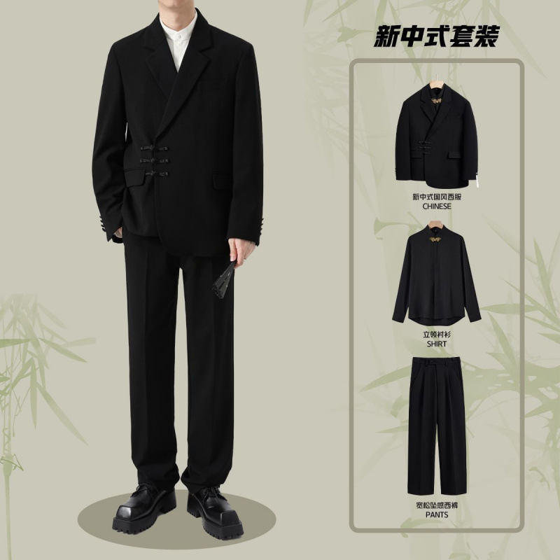 New Chinese Zhongshan Suit suit Men's Groom Engagement Dress Tang Style Jacket Suit Men's Suit