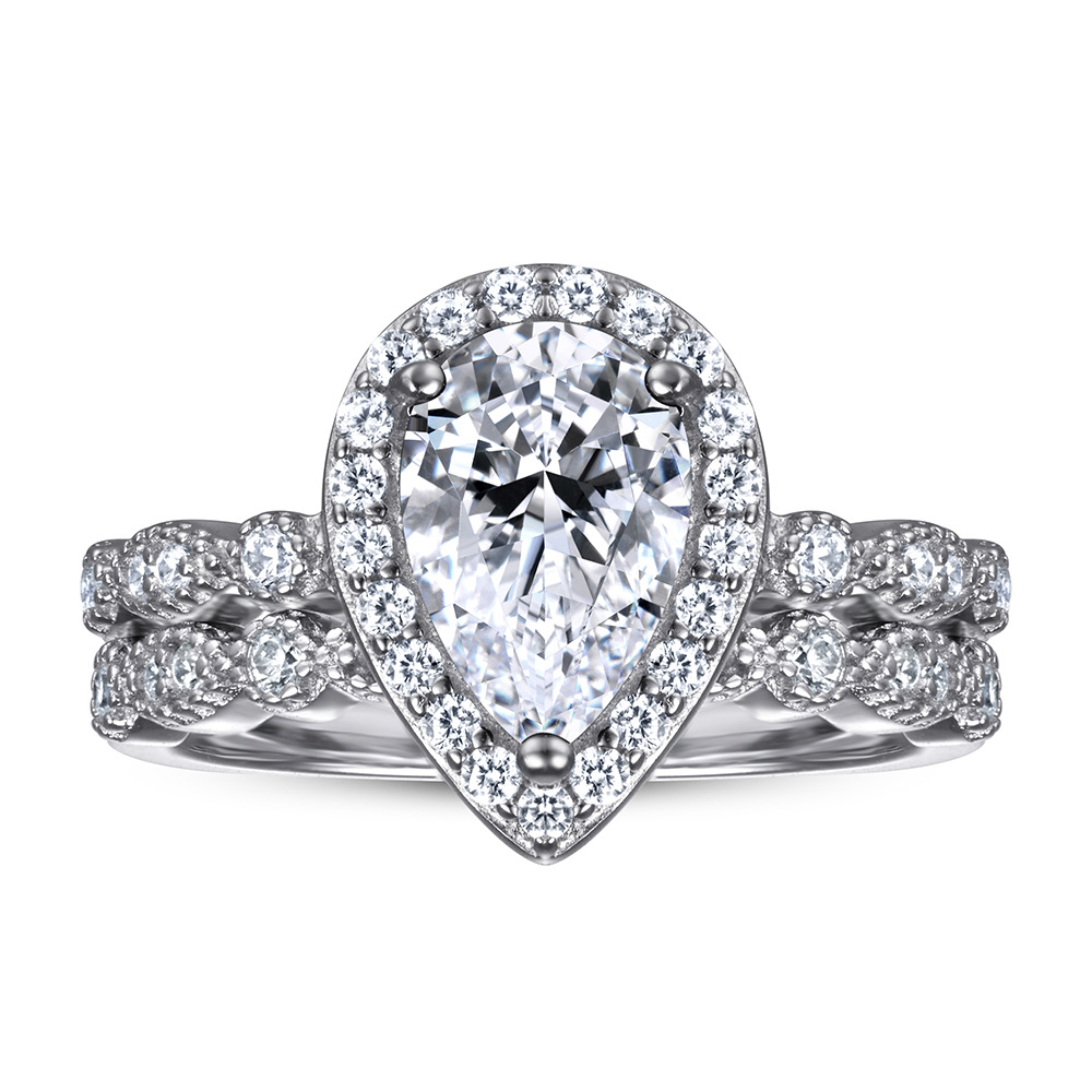 Tonglin europeo y americano nuevo anillo de Plata de Ley 925 anillo de combinación de las mujeres anillo de compromiso de boda anillo de circón al por mayor