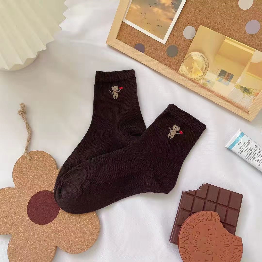 2025d Chaussettes mi-mollet à carreaux pour femmes, style ISN, imprimé léopard, polyvalentes, pour étudiantes, courtes, automne-hiver_voghion.com