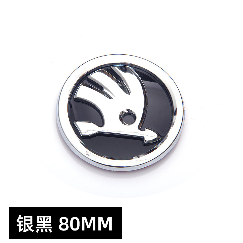 90MM 80MM Adecuado para Skoda Octavia Jingrui Etiqueta delantera y trasera Etiqueta de red media negra Etiqueta de cola ABS