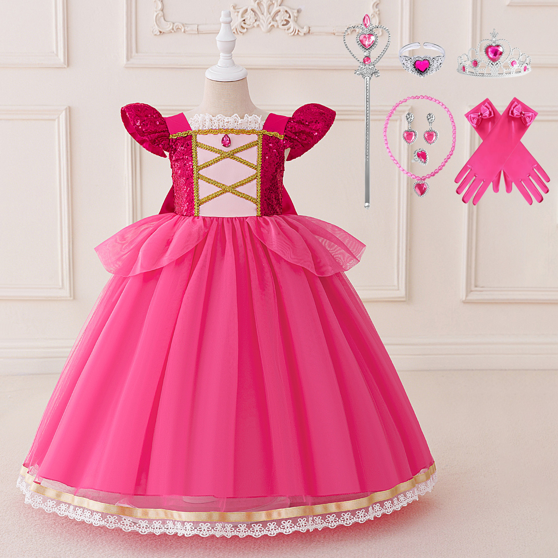 Rapunzel vestido cos vestido vestido vestido de niña vestido de belleza durmiente image 16