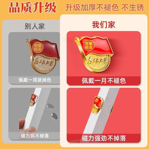 Party emblem strong magnet pin, member badge winter version, standard zinc alloy material, injection molded badge