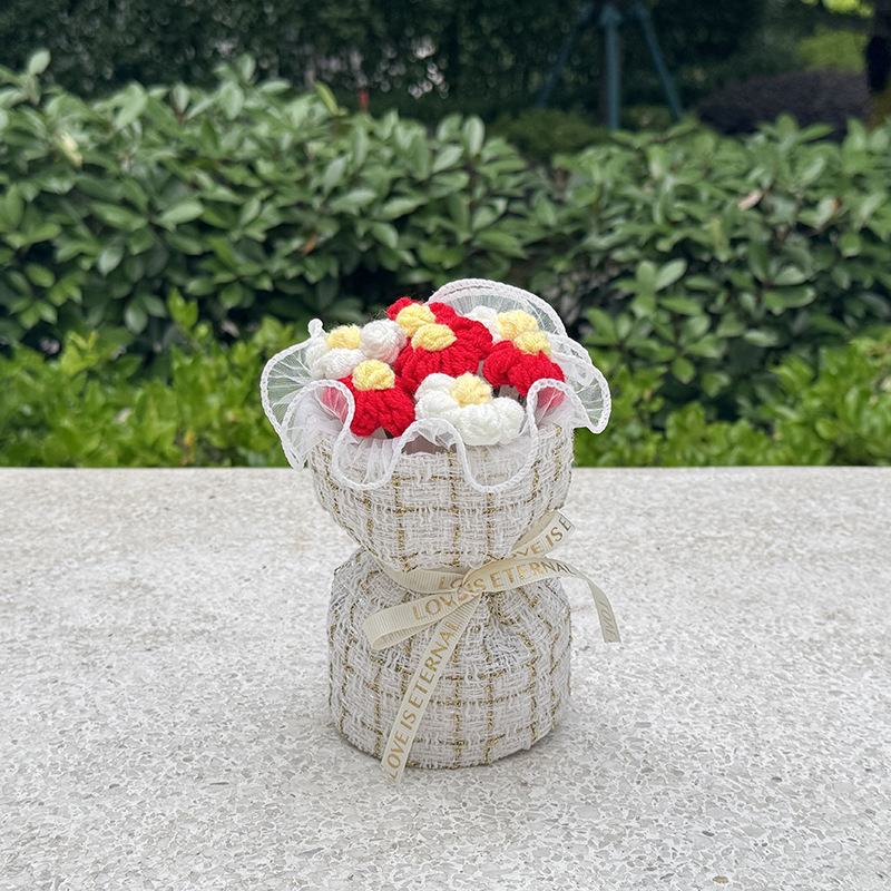 2025 Día del Maestro Regalos creativos para maestros girasol de lana tejido a mano de graduación ramo de flores terminado de San Valentín