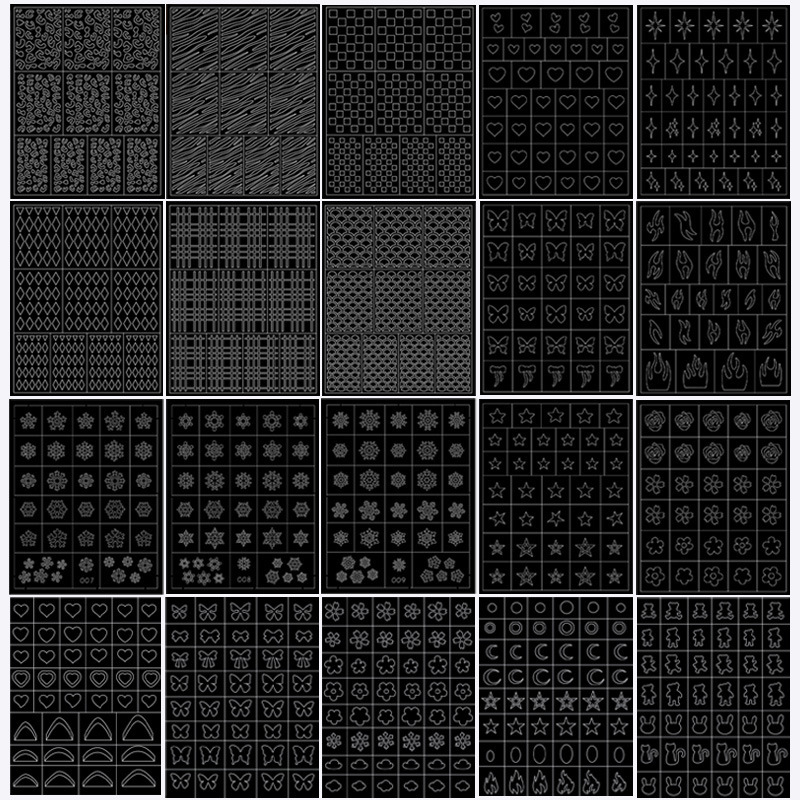 Nail Art Hollow Stickers Reusable with Adhesive, Star, Chrome Hearts, French Style Auxiliary Stickers, Butterfly, Spray Painting Dual-Use, Heart Nail Art Hollow Stickers Reusable with Adhesive, Star, Chrome Hearts, French Style Auxiliary Stickers, Butterfly, Spray Painting Dual-Use, Heart