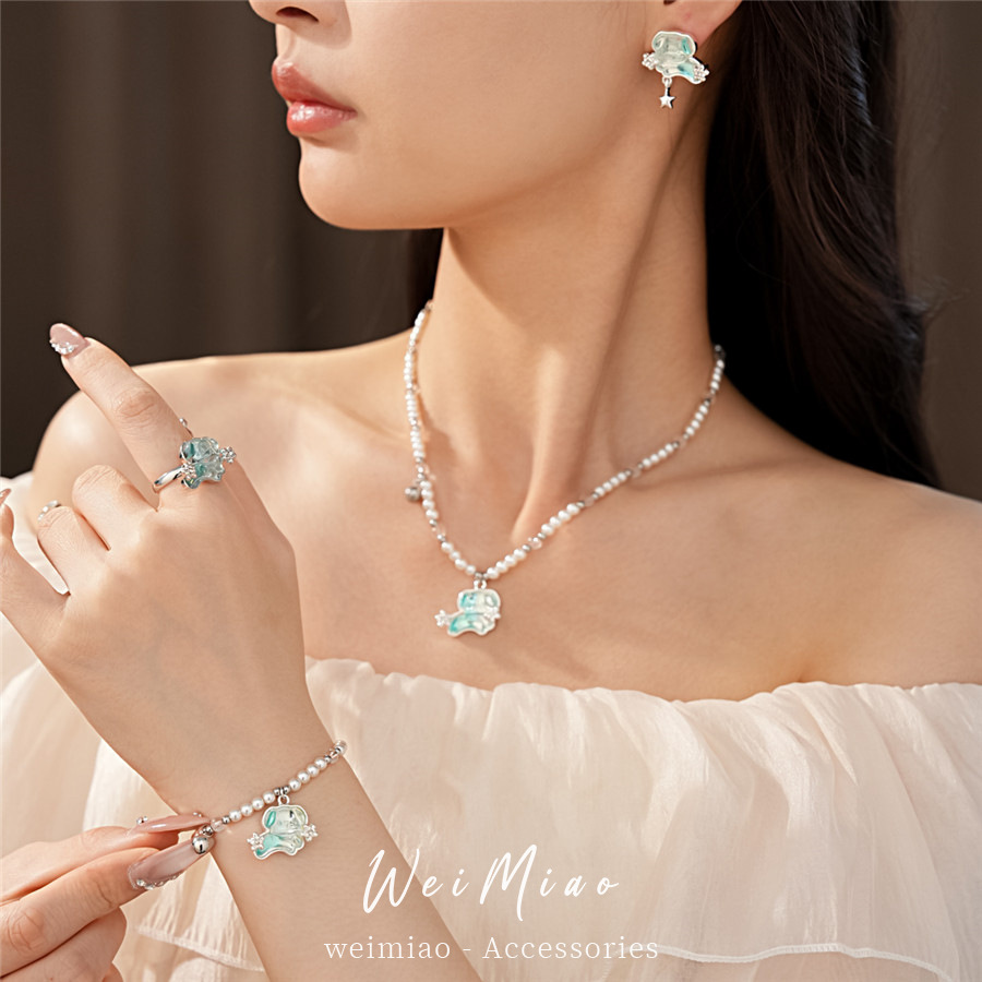 Resina de perlas de perros collar de perlas de lujo ligero nicho clavícula encantadora moda casual conjunto de joyas versátiles mujeres image 3
