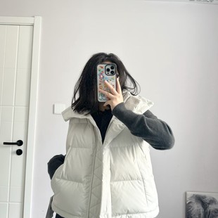 Lulu with bone white four-plume puff down vest ladies warm goose down coat down jacket