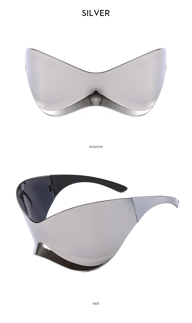 Ballon de sport une pièce à technologie futuriste Y2K, lunettes de soleil punk cool, lunettes hip-hop pour fille épicée, nouvelle collection_voghion.com