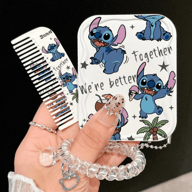 Cute gato pequeño espejo de dibujos animados espejo de maquillaje portátil alto valor facial estudiante de mano plegable espejo de maquillaje mujer