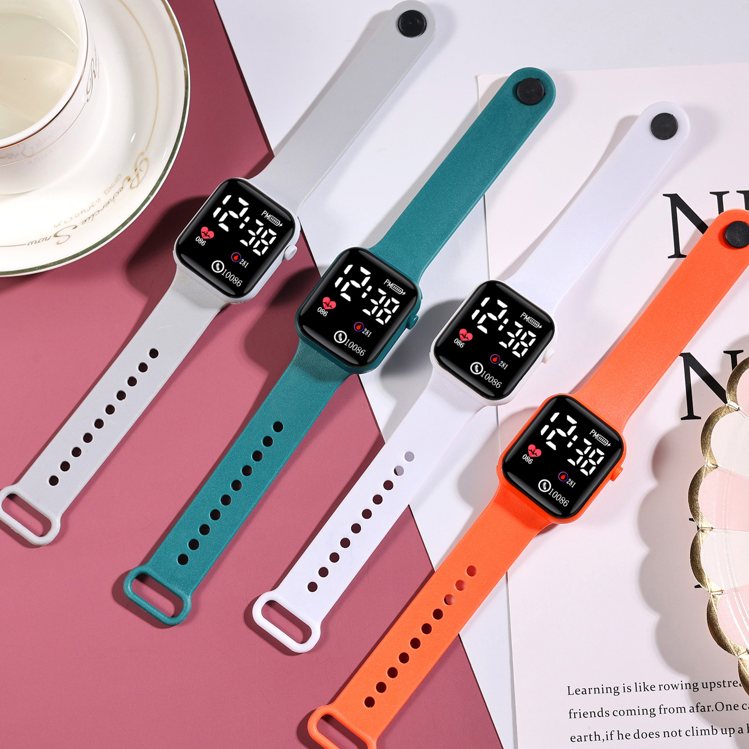 Fábrica de reloj de ciencia y tecnología cuadrados de alto valor facial de los estudiantes de la fiesta de moda simple para ver el tiempo reloj electrónico