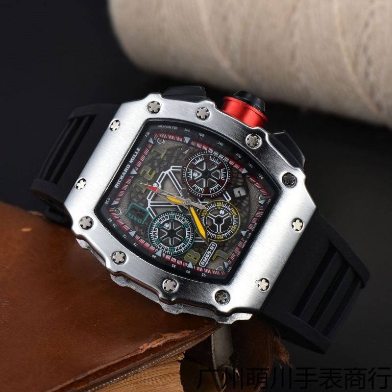 2023 Export Men's Quartz Watch Six-Pin Multi-Function Barrel Type High-Quality Rm Watch Manufacturer Wholesale Dropshipping